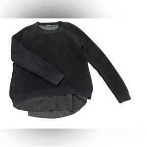 Women's Lauren Ralph Lauren Black Knit Sweater Over Polka Dot Blouse Size Med